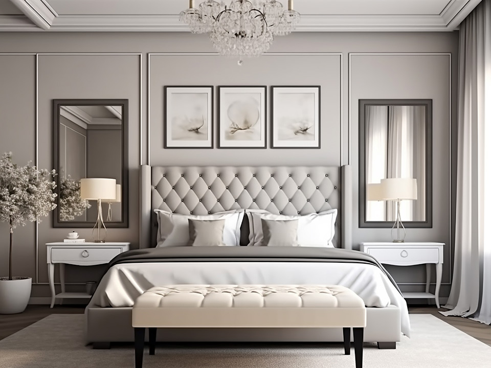 luxurious bedroom in light colors 22771528