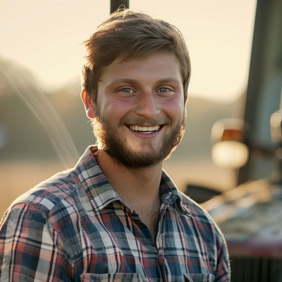 portrait of a handsome young farmer in a plaid 39061244